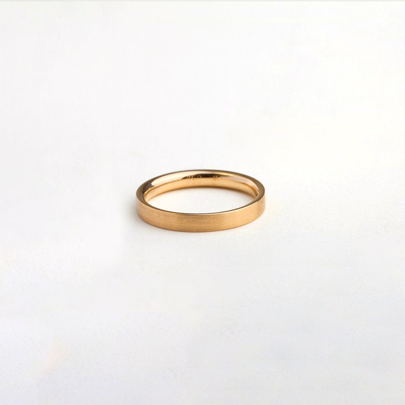 18k 14K Yellow Gold Comfort fit Wedding Ring, Flat Wedding Band, Women's Simple Band Men's Wedding Perfect Ring image 1