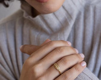 Handcrafted Thin Wheat Ring 18K Gold, Boho Chic Ring - Berman Designers