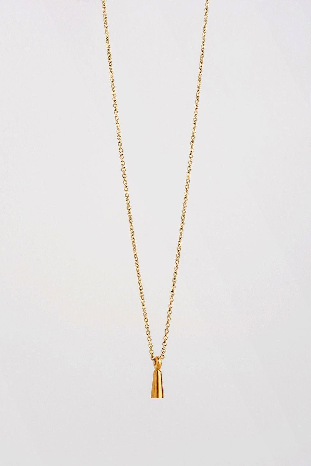 Tiny 22k Gold Cone Pendant Necklace 