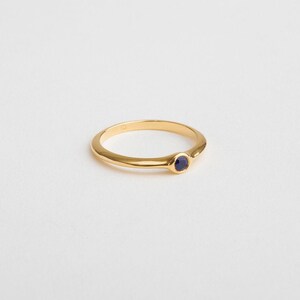 18k Rose Gold Blue Sapphire Engagement Small Saphire Ring Stacking Ring Yellow Gold Band Thin Sapphire, Anniversary image 4