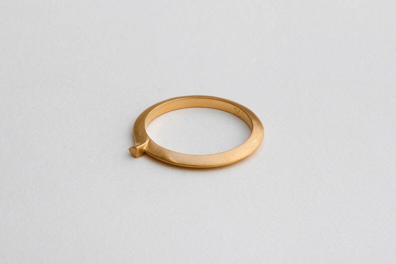 Unique Minimal Stacking 14k 18k Gold Ring Avant Garde Thin Ring Contemporary Wedding Ring image 1