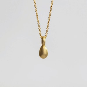 14k Solid Gold Egg Pendant Necklace: Modern Minimalist Jewelry