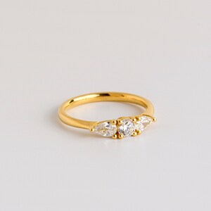 Unique Delicate Diamonds Engagement Ring • 3 Diamonds Prong Ring 0.55 ct HVS, Minimalist Promise Ring for Women • Dainty Engagement Ring