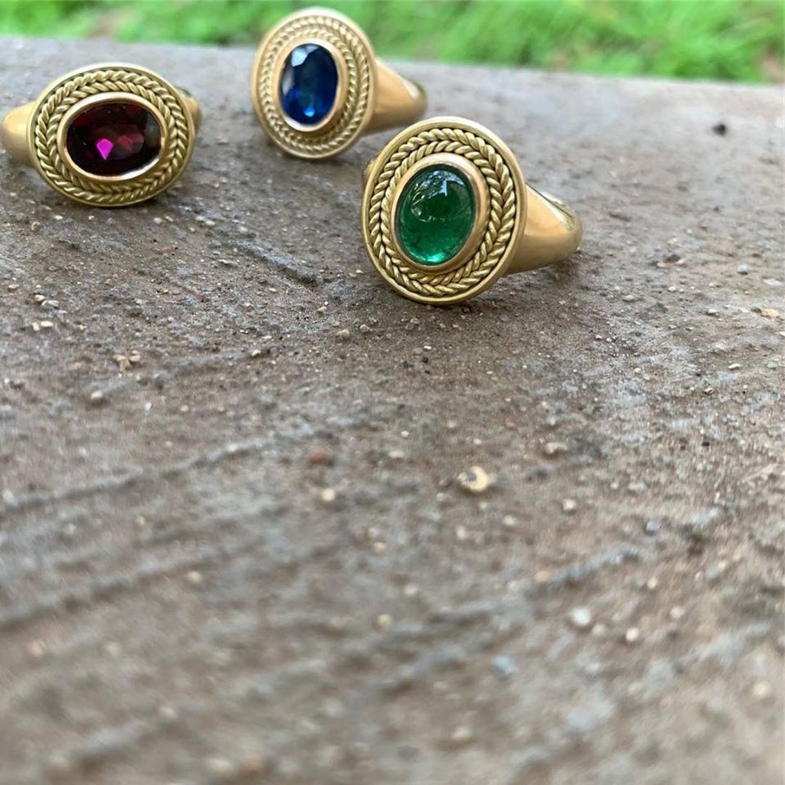 18k Gold Garnet Natural Red Braids Ring Estate Ring - Etsy