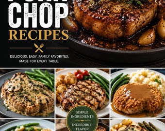 Libro electrónico con 35 recetas de chuletas de cerdo / Cenas familiares fáciles, a la parrilla y al horno (descarga en PDF)
