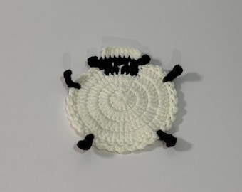 Porta-copos de ovelha de crochê feito à mão, porta-copos de lã macia em formato de animal, tapete de mesa estilo fazenda, decoração artesanal de ovelha para chá ou café.