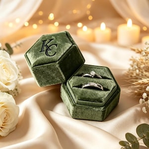 Personalized Ring Box, Engraved Velvet Ring Box, Custom Monogram Ring Holder, Wedding Ring Box, Engagement Ring Box Gift