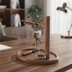 Wooden Jewelry Stand Organizer, Tiered Watch Display Holder, Mens Valet Tray, Sunglass Storage Rack, Wood Desk Organizer For Accessories