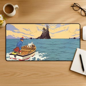 Tintin Adventure Mouse Pad, Classic Comic Mousepad, Explorer Desk Mat, Adventure Desk Setup, Comic Desk Decor, Gamer Gift