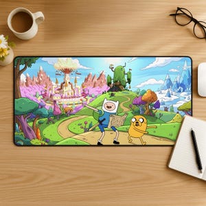 Adventure Time Mouse Pad, Finn & Jake Gaming Desk Mat, Cartoon Network Mousepad, Cute Gamer Setup, Fantasy Desk Decor