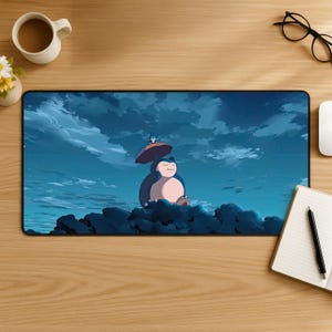 Relaxing Snorlax Mouse Pad, Cute Anime Desk Mat, Cozy Gaming Mousepad, Kawaii Desk Setup, Sleepy Monster Desk Decor, Gamer Gift