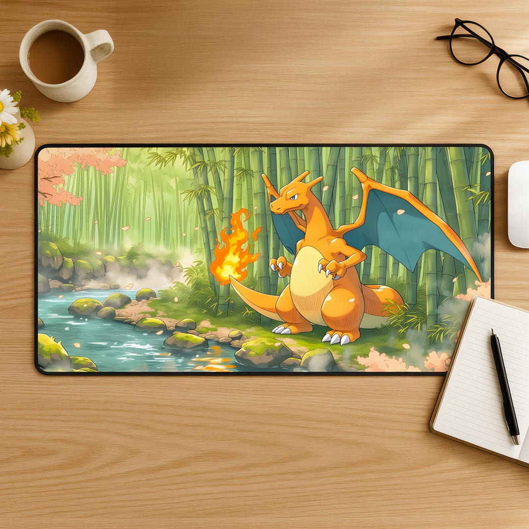 Mega Charizard Mouse Pad, Fire Pokemon Mousepad, Dragon Anime Desk Mat ...