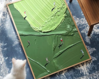 Werner Bronkhorst Style Golf Poster | Impasto Textured Oil Paint Wall Decor | Minimalist Luxury Sports Art Print | Golfing Fan Gift