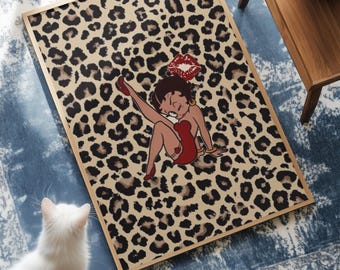 Betty Boop Poster | Retro Pin Up Wall Decor | Vintage Leopard Print Fine Art Print | Cute Sassy Bedroom Room Aesthetic | Fan Gift