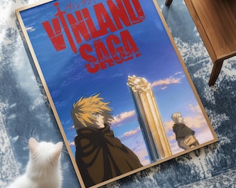 Cartel de la saga Vinland / Decoración de pared Thorfinn Askeladd / Impresión de bellas artes de anime vikingo / Estética de la sala de manga retro / Regalo de fans