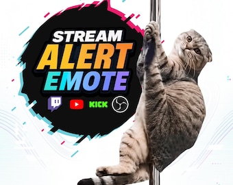 Pole Dancing Cat Twitch Alert & Emote Pack | Funny Animated Cat Meme, Transparent WEBM, Sound + Silent, GIF