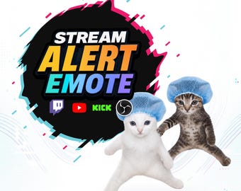 Two Cats Dancing Wearing Shower Heads Twitch Alert & Emote Pack | Funny Animated Cat Meme, Transparent WEBM, Sound + Silent