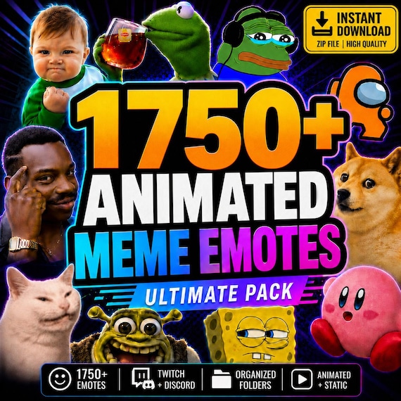 1750+ Twitch Emotes & Discord Emotes | Animated Meme Emotes Pack | Pepe, Anime, Cat Reactions | 7TV BTTV GIF Download