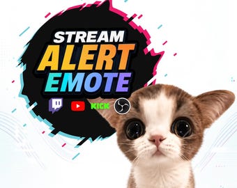 Cat With Big Ears Twitch Alert & Emote Pack | Funny Animated Cat Meme, Transparent WEBM, Sound + Silent
