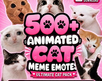 500+ Cat Twitch Emotes & Discord Emotes | Animated Cat Meme Emotes Pack | Cute Funny Cat Reactions | 7TV BTTV GIF Download