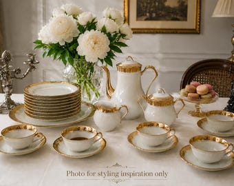 Vintage M&S Limoges-koffiedessertservies – 25-delige Franse porseleinen set