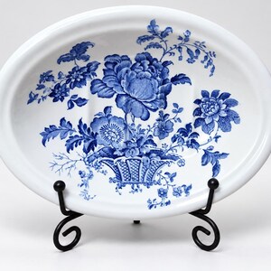 Vintage Crown Devon Tvålkopp – Blå och vit blommig Transferware – Staffordshire England