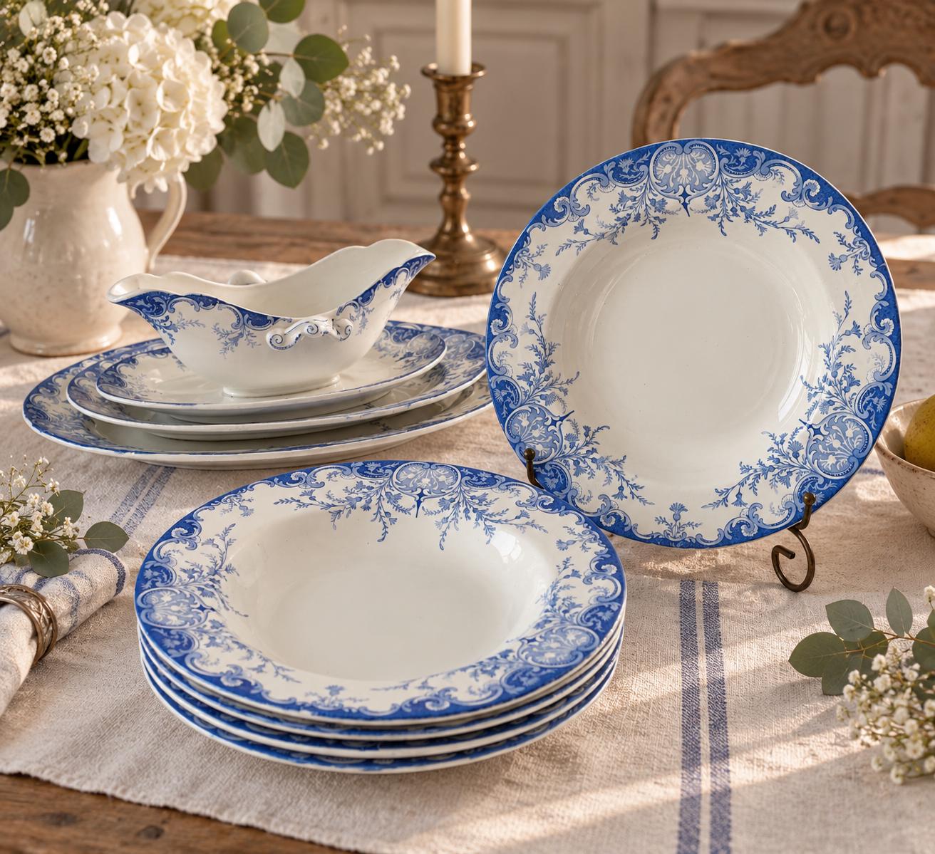 Blue French Antique Dinner Plates - Etsy