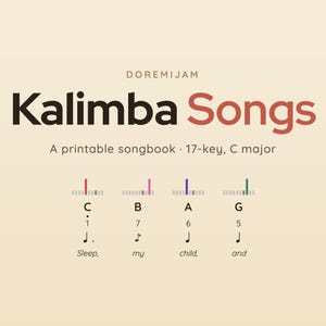 Kalimba PDF Songbook — 35 Songs for 17-Key C Major, Easy-to-Read Visual Notation