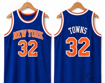 Camiseta de baloncesto Anthony Towns número 32 / Camiseta sin mangas estilo streetwear azul Nueva York