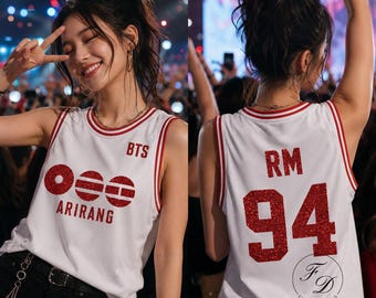 Camiseta de béisbol de la gira RM Arirang, camiseta deportiva inspirada en ídolos coreanos, camiseta sin mangas para conciertos, camiseta roja brillante número 94, regalo para fans del Kpop