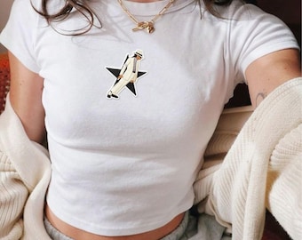 Camiseta de bebé bordada de Michael Jackson, camiseta sin mangas Smooth Criminal, top corto del Rey del Pop, regalo para amantes de la música.