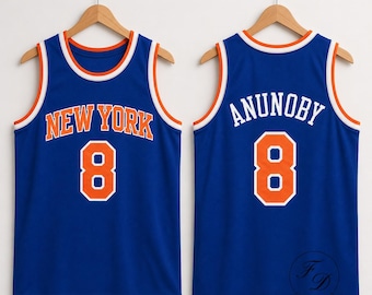 Tanktop in basketbaljersey, New York Anunoby 8, atletische fankleding