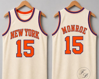 Camiseta sin mangas de baloncesto Monroe 15, camiseta retro de los New York Knicks, camiseta deportiva sin mangas estilo vintage, regalo para fans de la NBA