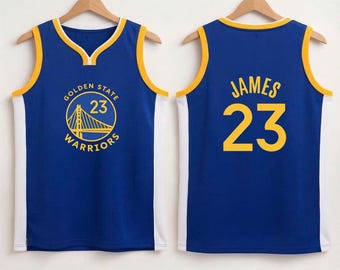Camiseta de baloncesto LeBron James número 23, camiseta sin mangas deportiva azul y dorada, camiseta de fan del Rey James, regalo de baloncesto, camiseta unisex para el día del partido