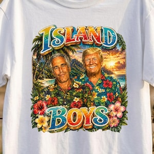 Camiseta engraçada "Trump e Epstein Bootleg Island Boys", presente para amigo, camiseta idiota, presente hilário, camisetas constrangedoras, presente hilário sobre Jeffrey Epstein