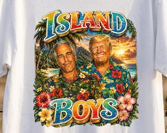 Grappig T-shirt met de tekst "Trump en Epstein Bootleg Island Boys" als cadeau voor een vriend, stom T-shirt, hilarisch cadeau, gênante T-shirts, grappig cadeau met Jeffrey Epstein