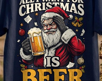 Funny Santa Claus Beer Meme Shirt, Funny Santa Shirts, Christmas Beer Lover Gift Tee for Friends, Cringe Shirt, Adult Humor Shirt Gift