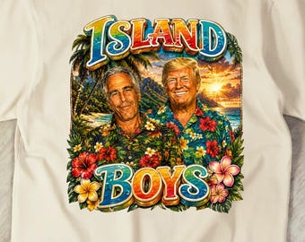 Grappig T-shirt met de tekst "Trump en Epstein Bootleg Island Boys" als cadeau voor een vriend, stom T-shirt, hilarisch cadeau, gênante T-shirts, grappig cadeau met Jeffrey Epstein