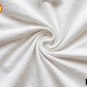 May include: A solid white fabric with a soft, textured surface arranged in a central spiral swirl pattern. In the top left corner, a yellow circular badge displays the text BUY 3 FREE DELIVERY. The bottom right corner features the black text ETL.