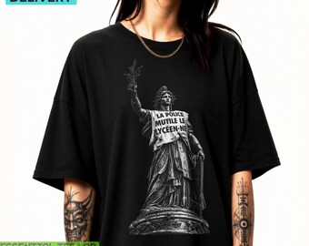 Retro Y2K Grunge Streetwear Shirt, French Activist Protest Gift, Political Protest Graphic T-Shirt, Activist Tee, French Student Rights Tee
