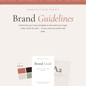 Brand Style Guide Canva Template, Editable Logo, Color Palette