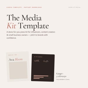 Influencer Media Kit Template Canva, Neutral Editable Social Stats Sheet