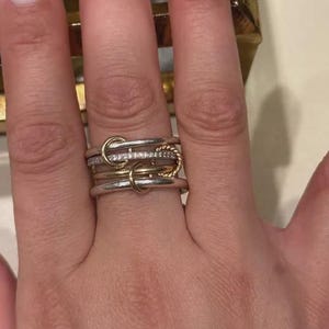 925 Sterling Silver Multi Link Ring| Diamond Connector Spinelli Kilcollin Two Tone 4 Band Ring| Eternity Statement Ring| Interlocking Ring