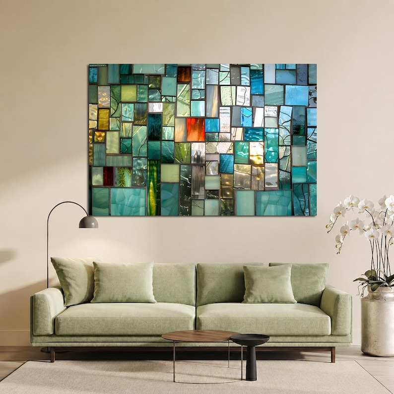 Abstract Stained Glass Wall Art, Modern Mosaic Window Design Glass Art ...