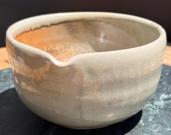 Large Handmade Wood Fired Matcha Bowl (Chawan) - Cream, Blue, Orange 18 oz capacity