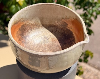Large Wood Fired Matcha Bowl, 18 oz Handmade Ceramic Chawan