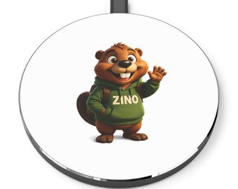 Chargeur Sans Fil Castor Mignon Station de Charge Induction Rapide Mascotte Zino Accessoire Bureau Cadeau Original Humour