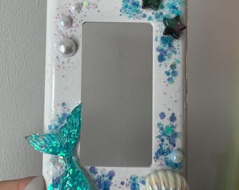 3-D Mermaid beach light-switch cover plate