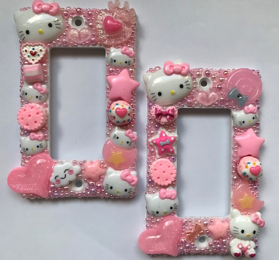 -FREE SHIPPING HELLO KITTY LIGHT SWITCH COVER AND OUTLET PLATES ADORABLE