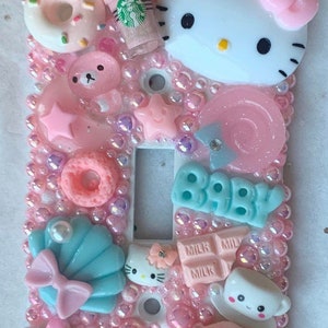 Pastel kawaii characters light switch cover